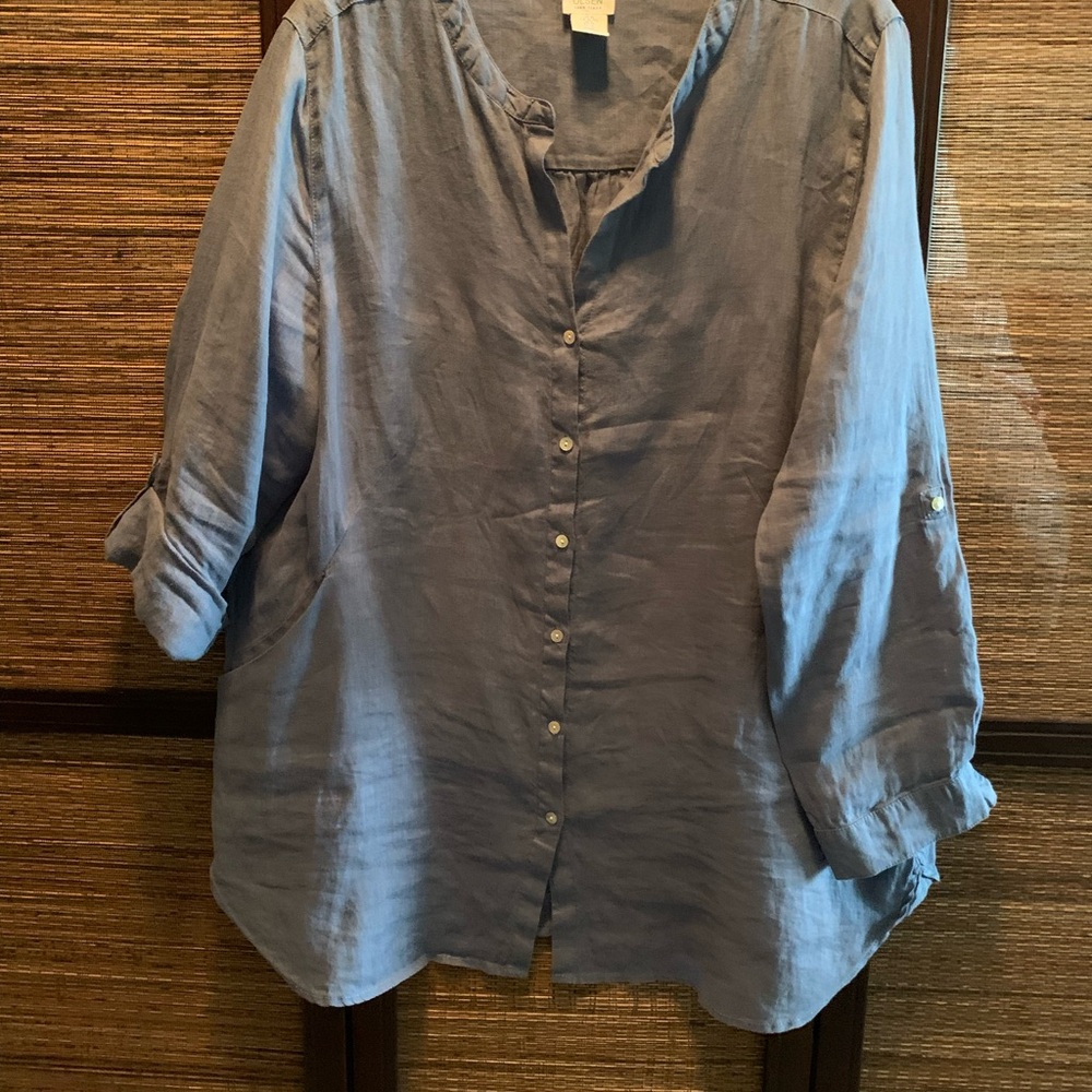 Sigrid Olsen Blue Button Down Shirt